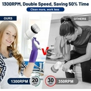 Electric Spin Scrubber, Sonic Cordless Cleaning Brush for Shoes Pot Bowl Cup Bottle Brush Cleaner with 6 Replaceable Brush Heads, Power Scrubber 3 Adjustable Speeds