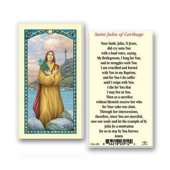 Saint Julia Laminated Catholic Prayer Holy Card with Prayer on Back, Pack of 25