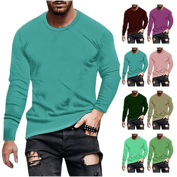 CHGBMOK Mens T Shirts Long Sleeve Classic Fashionable Cotton Casual Basic Shirts,Sizes S-4XL