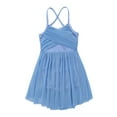 thumbnail image 4 of Aiihoo Girls Ballet Dance Lyrical Dress Cross Back Leotard Skirt Modern Contemporary Dancewear Light Blue 4, 4 of 7