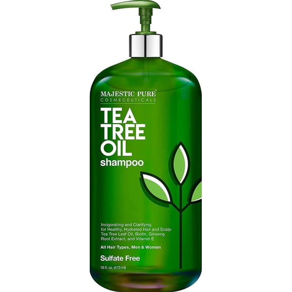 Majestic Pure Tea Tree Shampoo for Men and Women- Hydrating Formula Fights Dandruff, Lice and Itchy, Irritating or Dry Scalp - for All Hair Types - Sulfate Free - 16 fl oz