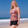 thumbnail image 5 of RELLECIGA Plus Size Womens Tankini Swimsuit Bandeau Ruched 2 Piece Bathing Suit Modest Swimwear, 5 of 9
