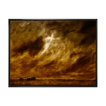 Designart 'Desert Farmhouse Under Cloudy Sky II' Farmhouse Framed Canvas Wall Art Print