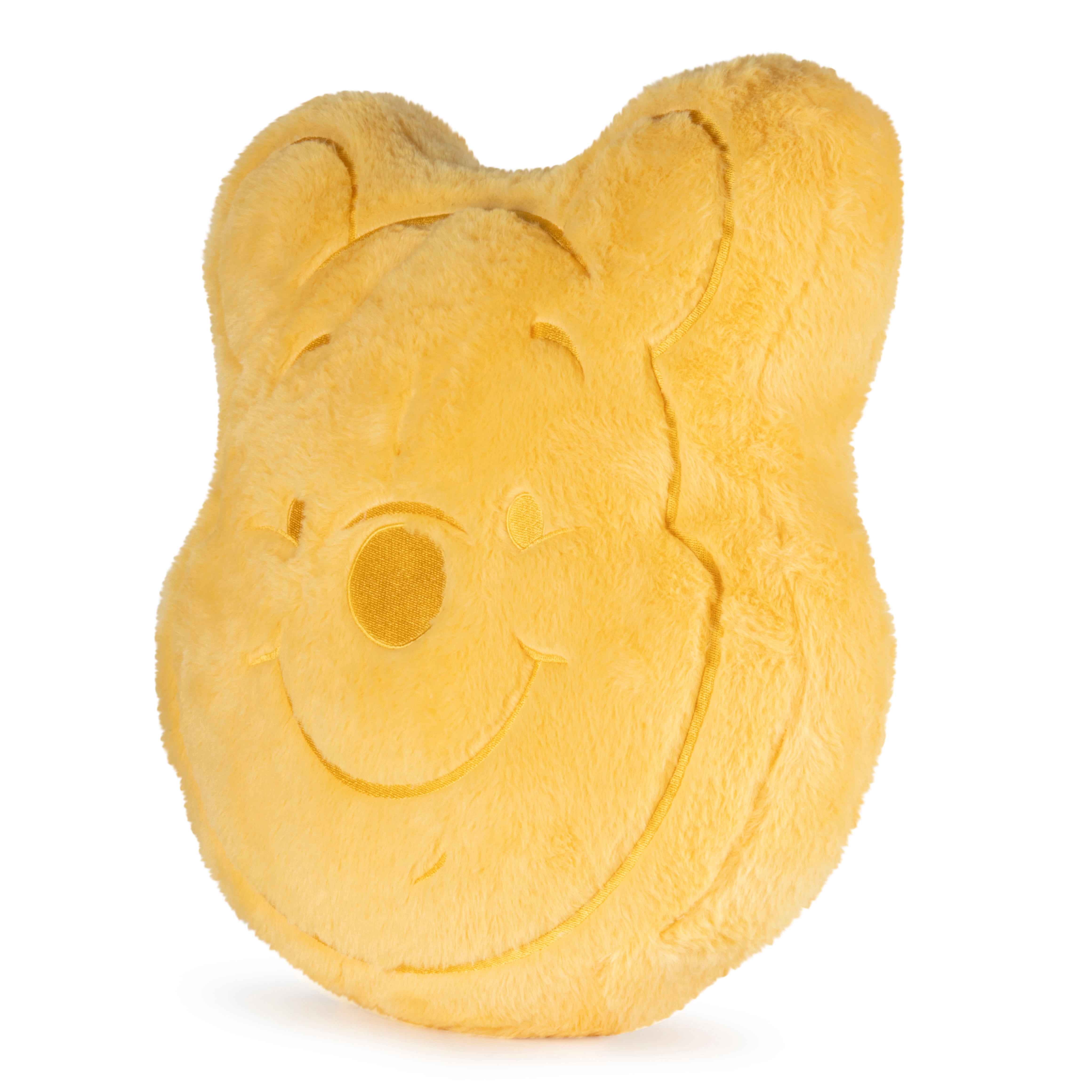 Disney Winnie the Pooh Shaped Face Decorative Pillow, Faux Rabbit Fur, Yellow, Disney, 15" x 15"