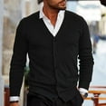 thumbnail image 2 of dGslk Men V Neck Button Down Cardigan Sweater Classic Knitwear Long Sleeve Lightweight Soft Casual Business Pullover Top Black 2XL, 2 of 2
