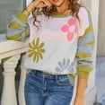 thumbnail image 6 of Tnhcen Women's Floral Knit Sweater Round Neck Acrylic Top Loose Fit Casual Pullover Soft Comfort Wear Floral Pattern Knitwear S-XL, 6 of 9