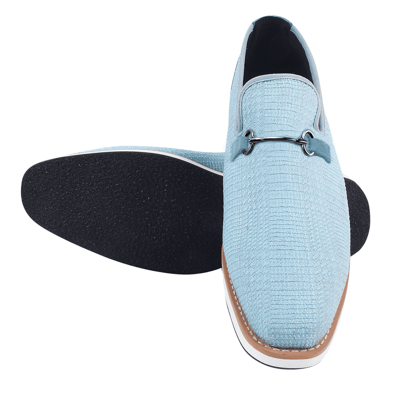 LIBERTYZENO Mens Classic Formal Shoes Slip On Loafers, Blue 