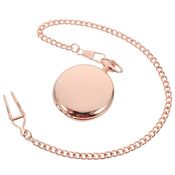 OULII Vintage Gold Pocket Watch with Chain for Decoration, Classic Design, Alloy Quartz Movement, Size 7.5 x 2.0 inches