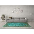 thumbnail image 3 of Ahgly Company Machine Washable Indoor Rectangle Oriental Turquoise Blue Industrial Area Rugs, 2' x 5', 3 of 4