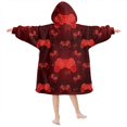 thumbnail image 2 of Game Controller Red Pattern Lamb Fleece Blanket Hoodies for Teens ,Teens Oversize Sherpa Wearable Hooded Blanket Sweatshirt with Super Pockets, 2 of 4