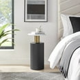 thumbnail image 3 of Danya B. Fritz Midcentury Modern Column Side Accent Table with Textured Black Base Gold Metal Column Accents and Faux Marble Laminate Tabletop, 3 of 11