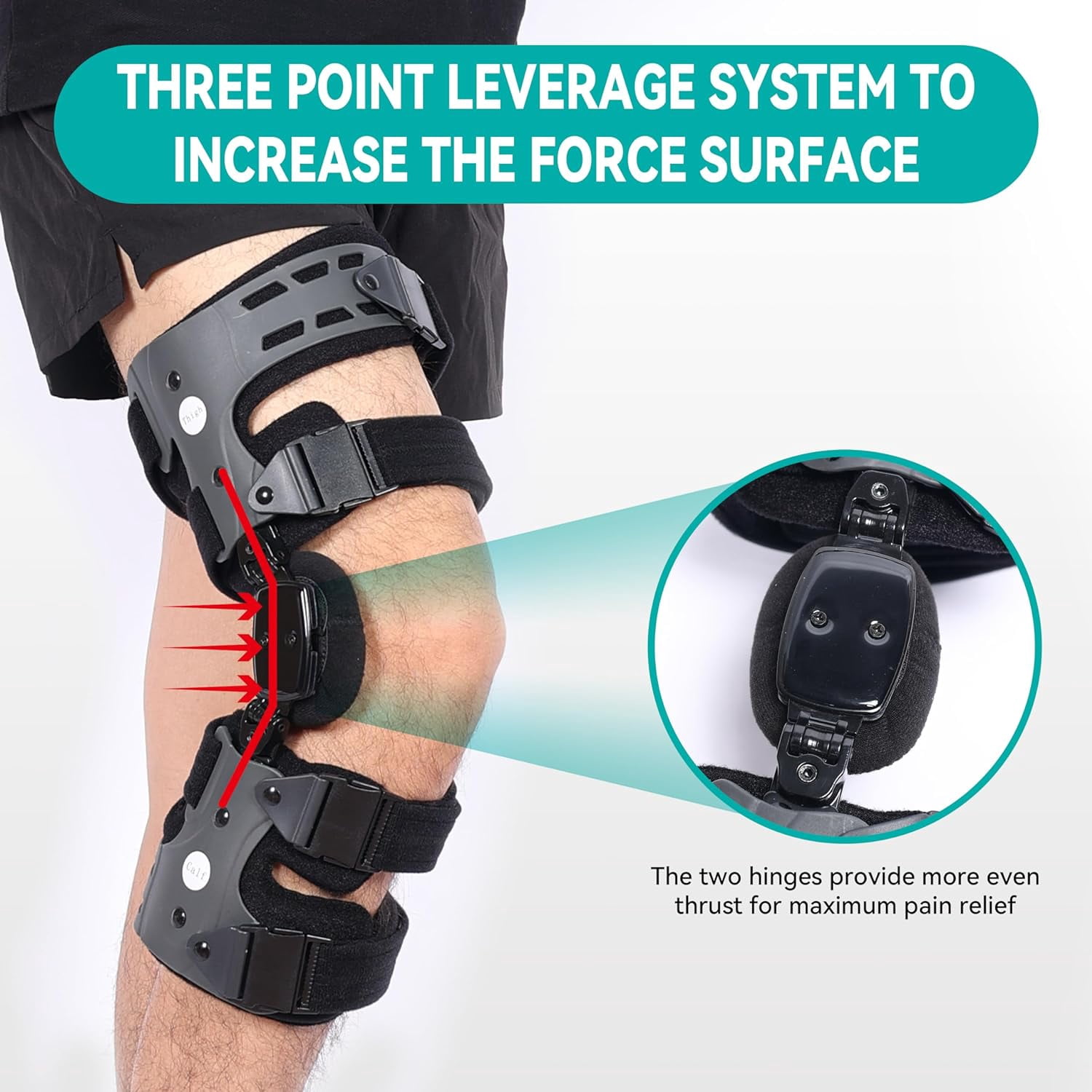 Insunen Elite Dual Adjustment OA Unloader Knee Brace for Osteoarthritis, Arthritis Pain, Cartilage Repair, Bone on Bone Knee Joint Pain,Lateral Degeneration Knee Support (Gray/Right)