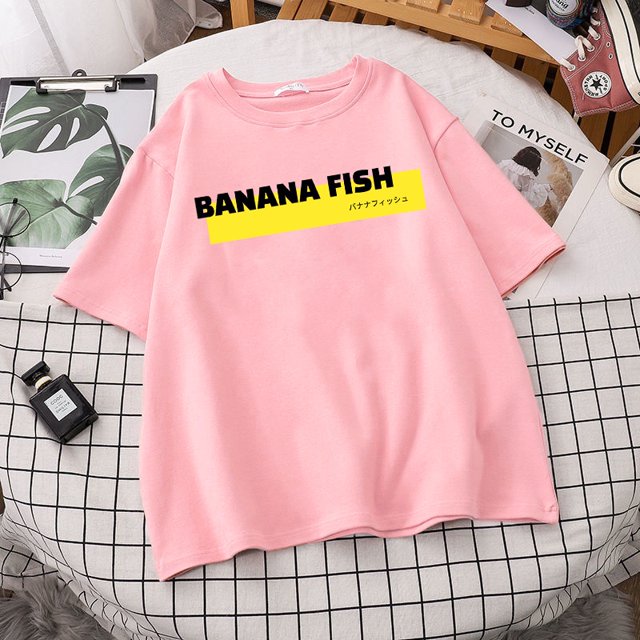 Banana Fish Ash Lynx Anime Printed Woman T Shirt 2021 Summer Tee Shirt Harajuku Cotton T Shirts Hip Hop Loose Women New T-Shirtspangjing