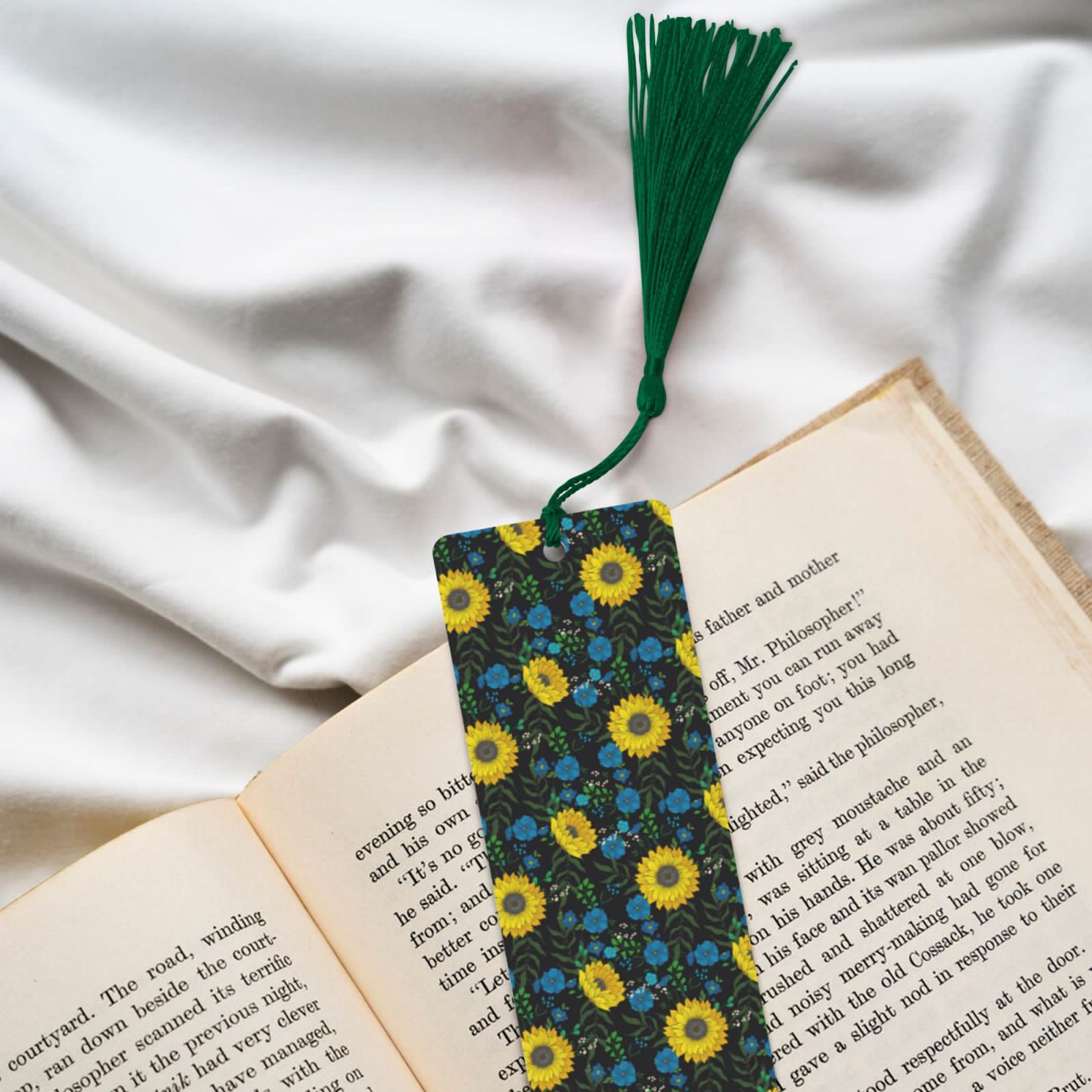 thumbnail image 6 of Kdxio Sunflowers And Blue Flower Print Metal Tassel Bookmarks,Perfect Gift for Art Lovers and Bookworms Metal Bookmarks for Women, 6 of 8