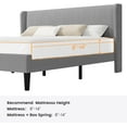 thumbnail image 3 of King Size Bed Frame, Luxurious Velvet Upholstery Platform Bed with Wingback Headboard, Wooden Slat Support, Easy Assembly, No Box Spring Need, Light Gray, 3 of 7