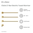 thumbnail image 3 of Claire 3-Bar Electric Towel Warmer in Brushed Gold, 3 of 10