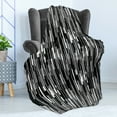 thumbnail image 4 of Black and White Soft Flannel Fleece Throw Blanket, Barcode Pattern Abstraction Vertical Stripes in Grayscale Colors, Cozy Plush for Indoor and Outdoor Use, 50" x 60", Black Grey White, by Ambesonne, 4 of 5