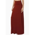 thumbnail image 3 of TheMogan Women's Casual Lounge Solid Foldable High Waist Draped Jersey Relaxed Long Maxi Skirt Brick M, 3 of 7
