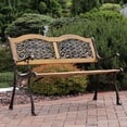 thumbnail image 5 of Sunnydaze Ivy and Crossweave Design Cast Iron and Wood 2-Person Garden Bench, 5 of 11