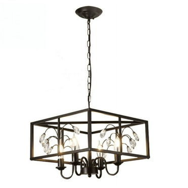 FINE MAKER 4-Light Modern Geometric Semi Flush Mount Ceiling Light Fixture Farmhouse Pendant Lighting Fixtures for Living Room Kitchen Island Hallway Foyer