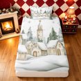 thumbnail image 4 of Erosebridal Winter Village Twin Sheets, Snow Scene Bedding, White Green, Christmas Reversible, 3-Piece, 1 Flat Sheet, 1 Fitted Sheet and 1 Pillowcase, 4 of 6