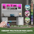thumbnail image 6 of Uforic Farmhouse 61" Computer Desk with Hutch,  Executive Desk with LED Lights &Storage Cabinet, White, 6 of 9