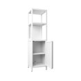 thumbnail image 5 of GZXS 52"H Narrow Bamboo Cabinet with 1 Door and 2 Open Shelves - Slim Modern Storage Tower for Bathroom, Living Room, Small Space - White, 5 of 9