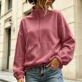thumbnail image 2 of Hurxie Womens Half Zip Pullover Sweatshirt Long Sleeve Quarter Zip Sweatshirts Mock Neck Soft Casual Fall Sweatshirts, Daily Wear, 2 of 7