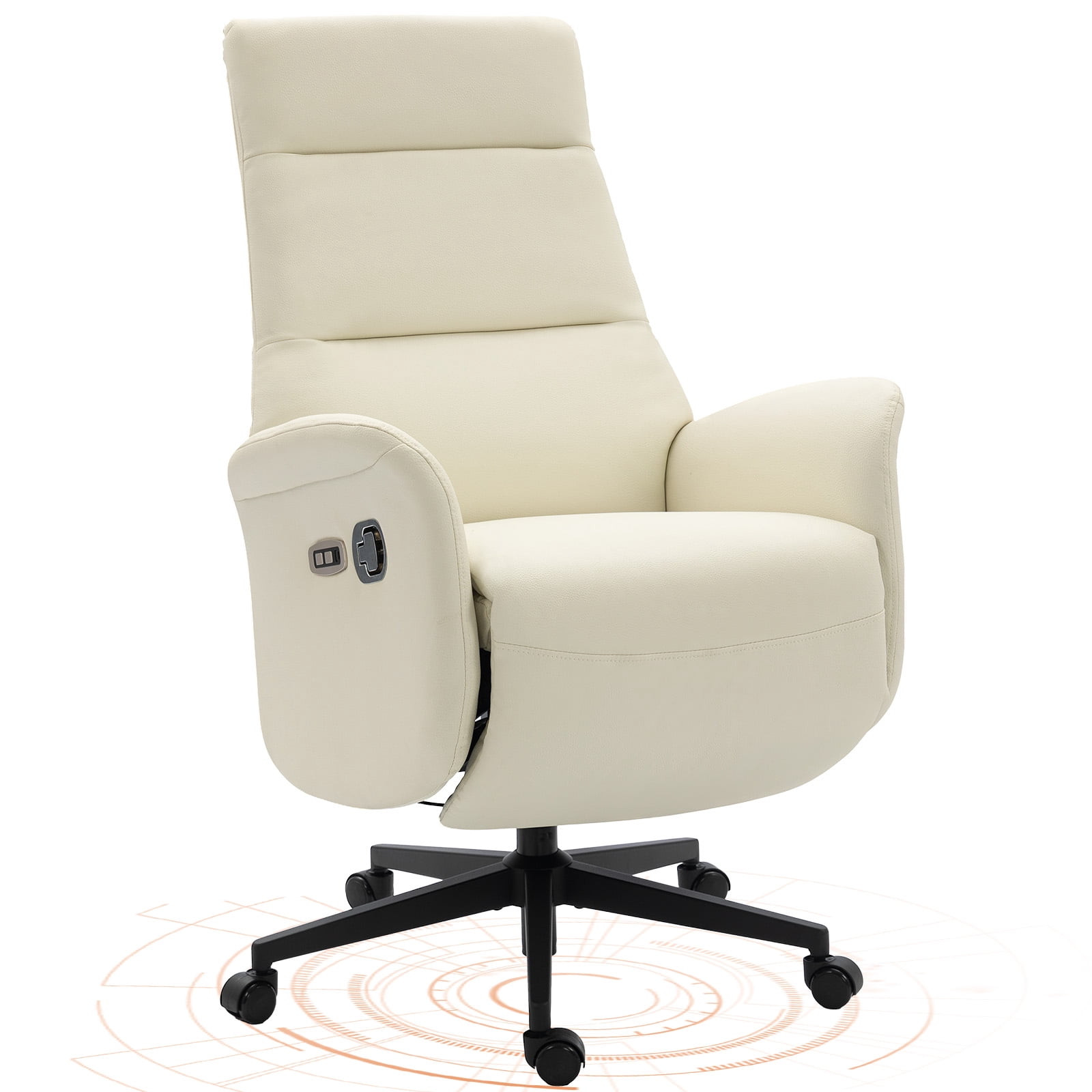AVAWING Electric Executive Office Chair with Footrest, Ergonomic PU Leather Recliner Chair, Beige