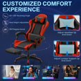 thumbnail image 5 of BUPPLEE Ergonomic Adjustable PVC Game Desk Chair, 360° Swivel & 90°-135° Recline, Height Adjustable Office Chair for Home, Red, Blue, Black, White, 5 of 11