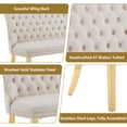 thumbnail image 5 of HUMEHA Velvet Dining Loveseat Bench Beige Gold Legs 2-Seat, 5 of 10