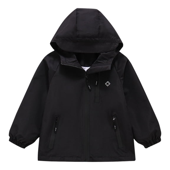 EnJoCho Girls Hooded Jacket Waterproo𝖿 Windbreaker Lightweight Rain Coat Pockets 3-14 Years Kids Outerwear Rainwear Spring Autumn Trench Coat