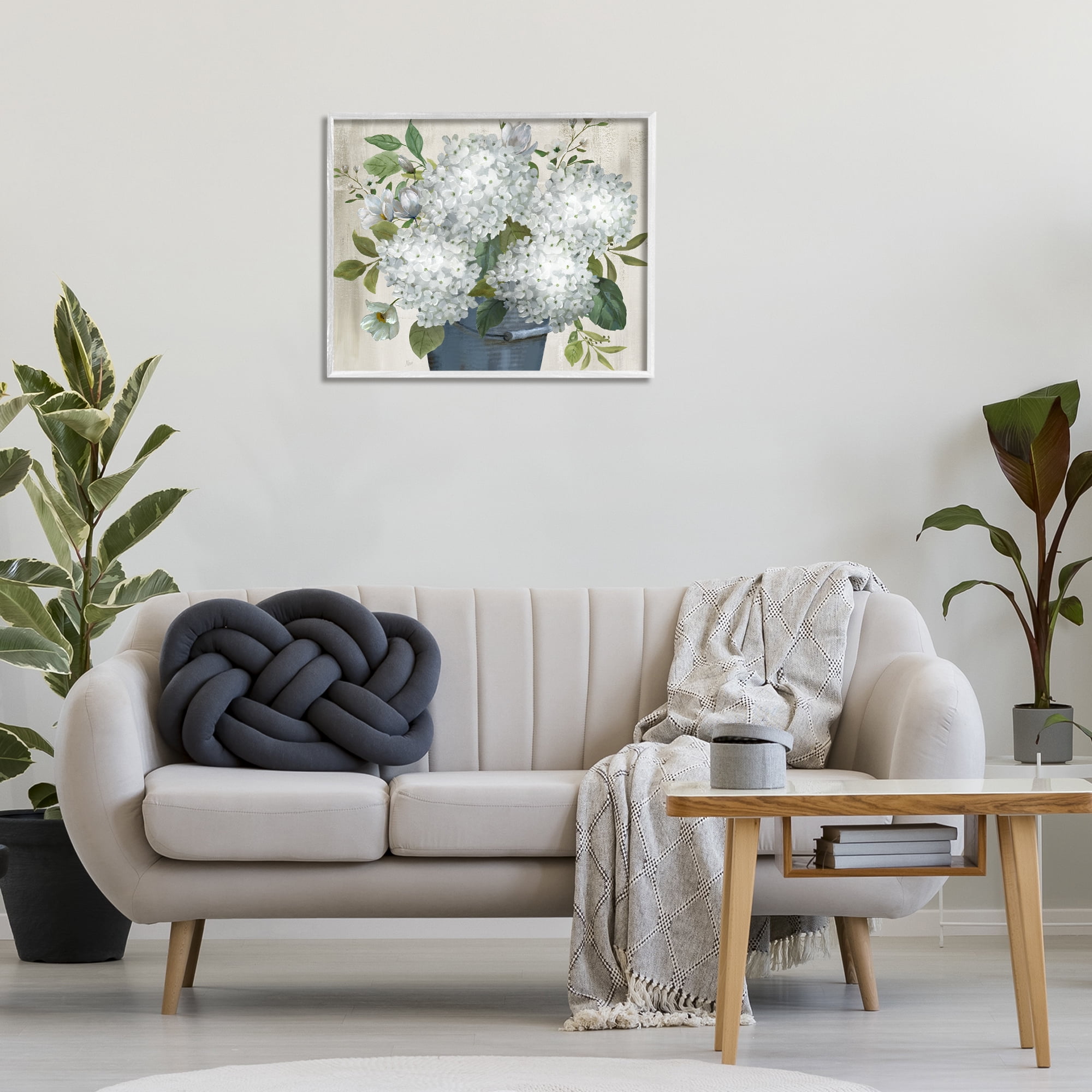 Stupell Industries Country Hydrangea Vase Botanical & Floral Painting White Framed Art Print Wall Art, 30 x 24
