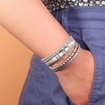 thumbnail image 3 of Totf Boho Wrap Bracelet Infinity Theme Leather Cuff, Silver & Gold, 7.5 inches, 3 of 15