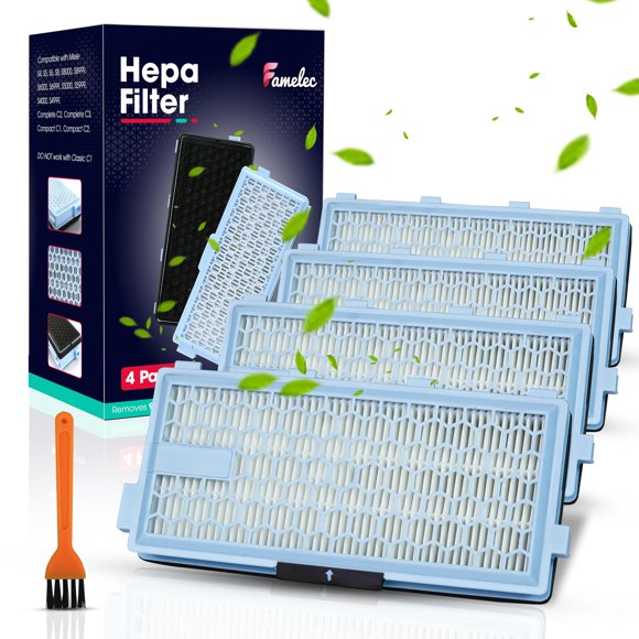 Famelec Filtro Miele Hepa Airclean 50 Compatible Con Filtro Miele Hepa Sf-Ha 50 Modelos S4 S5 S6 S8 Compatible Con Miele C1 C2 Compact Para Miele C3 C2 Filtro Completo Para Aspiradora Miele