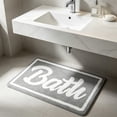 thumbnail image 6 of KOYPTL Waffle Bath Mat Boho Flocked Bath Rug Absorbent Non Slip Ultra Soft Bathroom Mats Machine Washable Knit Bath Rugs with Bath Letter for Bathroom Bedroom Kitchen Tub 16*24" Gray, 6 of 6
