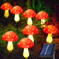 thumbnail image 1 of Nuevas luces solares impermeables mejoradas para decoración al aire libre, 8 modos para jardín, camino, paisaje, patio, Pascua, juego de 6 rojos, 1 of 5