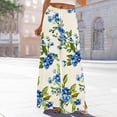 thumbnail image 2 of Women's Wide Leg Pants Fashion Print Lightweight Elastic Waist Loose Fit Pants Summer Beach Casual Daily Wear (S, White), 2 of 5