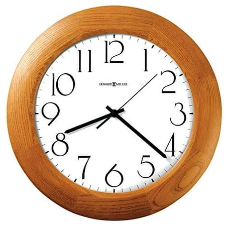 Howard Miller Santa Fe Wall Clock 625-355 鈥?12.75-Inch Champagne Oak Finish, Modern Convex Glass Crystal, Round Home Decor, White Dial, Quartz Movemen