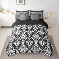 thumbnail image 3 of Manfei Vintage Black White Damask 7pcs Bedding Comforter Set, Tribal Mandala Flower Floral Queen Bedding Sets, Teens Adult Female Reversible Queen Sheet Sets, Luxury Bedroom Decor, 3 of 8