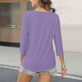 thumbnail image 3 of YODETEY Womens T-Shirts, V-Neck Long Sleeve Shirts for Ladies,Pleated Blouses for Women Dressy Casual Long Sleeve Shirts Fall Tunic Tops, Purple,Women's Plus XXL, 3 of 4