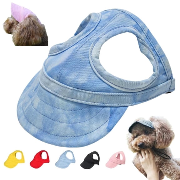 Tucknest Dog Hats for Large Dogs, Dog Baseball Cap with Ear Holes, Adjustable Pet Sun Hat Canvas for Summer Outdoor Walking, Blue, Size L