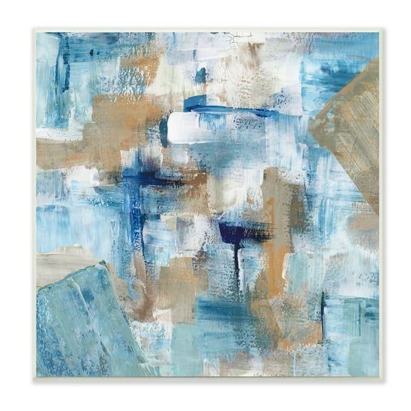 Stupell Industries Layered Blue Brown Shapes Blocked Abstract Pattern Painting Unframed Art Print Wall Art, Design by Stella Chang