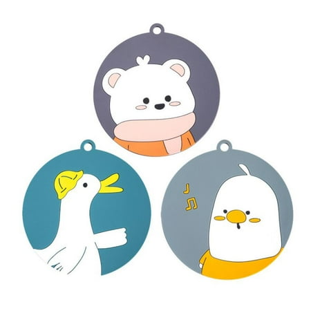 

3PCS Heat Insulation Pad Cartoon Animal Anti-scald Coaster Oil-proof Pot Mat for Table Decor
