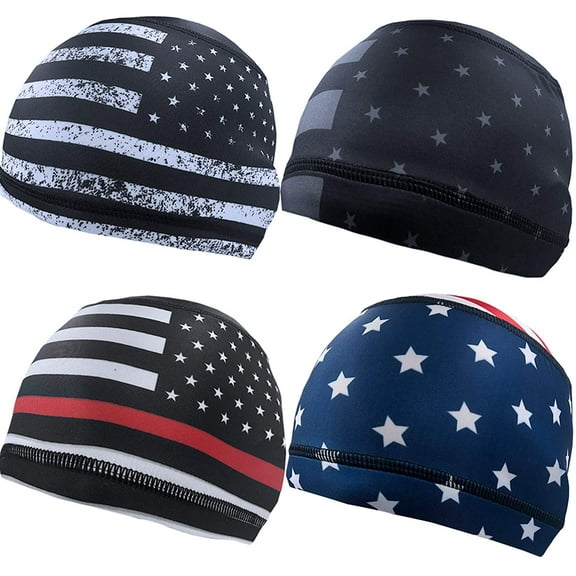 4 Pieces Cooling Skull Cap Sweat Wicking Helmet Liner Running Beanie Cycling Cap Liner for Men Women