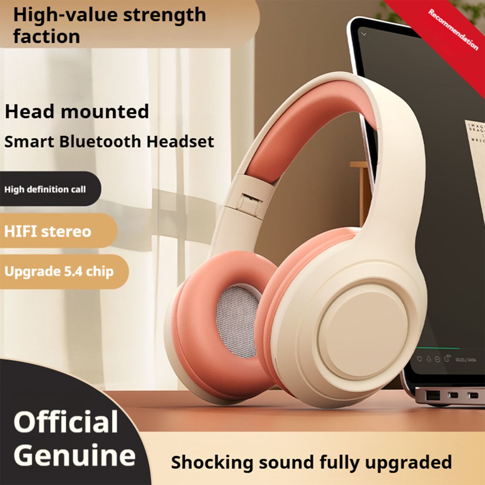 Wireless Bluetooth Over Ear Headphones Up to 28H Battery Life Headset with Microphone Gym Overhead Headphones Compatible with iOS & Android Mobile Phones, Computers, Laptop,Pink