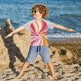 thumbnail image 3 of FORMRS Boys Rash Guard Short Sleeves Swim Shirt Quick Dry UPF 50+ Sun Protection, Sizes 3-12T, Swirling Lines, 3 of 6
