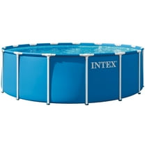 Intex: Metal Frame Pool Set - 15ft x 48In, Blue, Above Ground Swimming Pool, 1000 GPH Cartridge Filter Pump, Removable Ladder, Cover, Ground Cloth