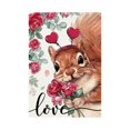 thumbnail image 2 of Animal Valentine's Day Garden Flag Double Sided Outside Garden Squirrel with Heart Headband and Rose Bouquet Rustic Yard Flag for Anniversary Wedding Yard Decoration 11.81x17.72 Inch(Squirrel), 2 of 4