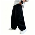 thumbnail image 2 of Coerni Cargo Pants for Boys Elastic Waist Baggy Casual Khaki Wide Leg Pants Neutral Minimal Youth Versatile Casual Preppy Pants, 2 of 8